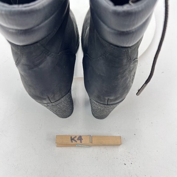 Timberland Tillston Women size 9.5 A1H1l Black Suede Lace Up High Heel Boot - Picture 9 of 12